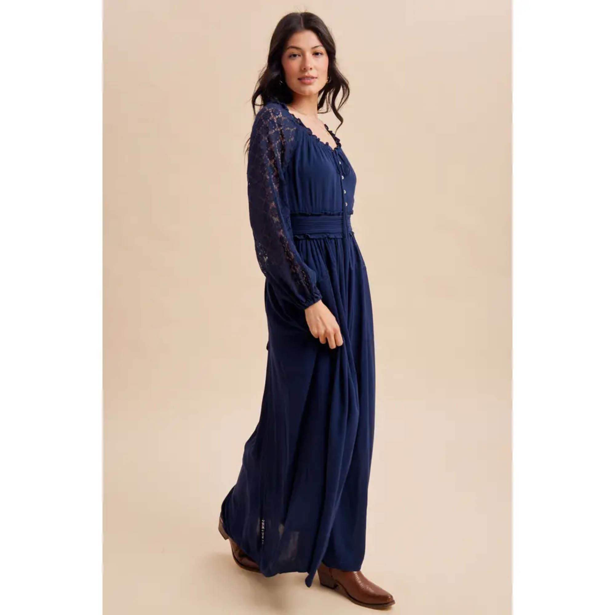 blue long sleeve lace maxi dress Romantic Everything You Need to cf-female-large14 Maternity clothes The three SIZE:30