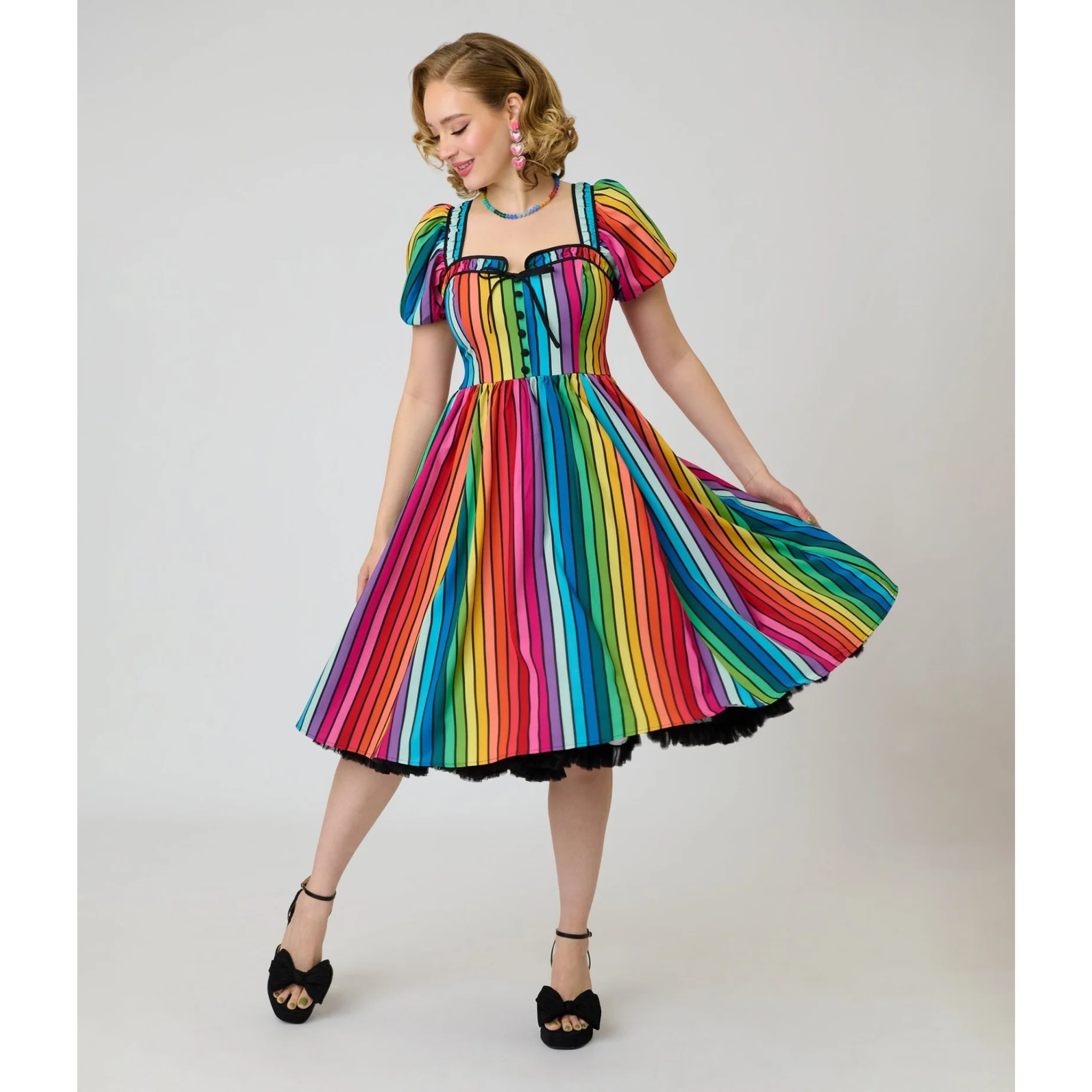 dress unique vintage Unique Vintage Rose Belted Fleur Swing Dress (Size XS)