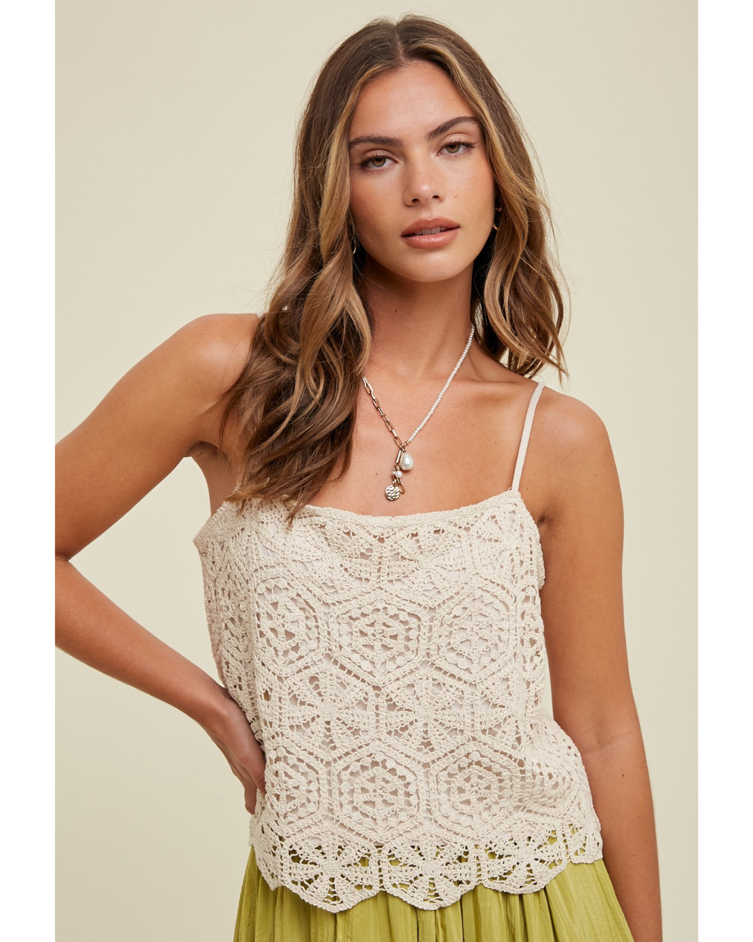 Crochet relaxed fit cami sidecca