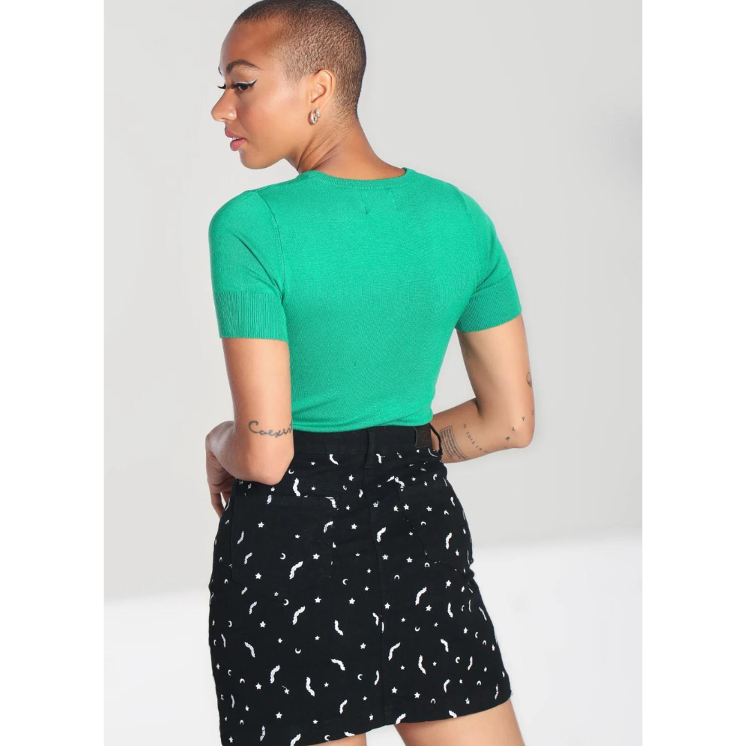Hell Bunny Bat Cutout Knit Short Sleeve Pullover Sweater Top Sidecca
